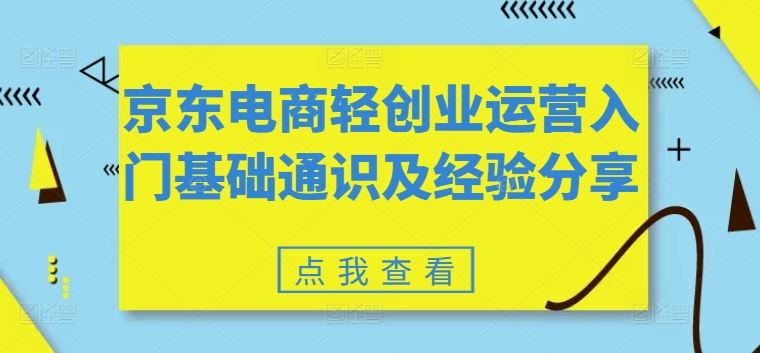 京东电商轻创业运营入门基础通识及经验分享-轻创淘金网