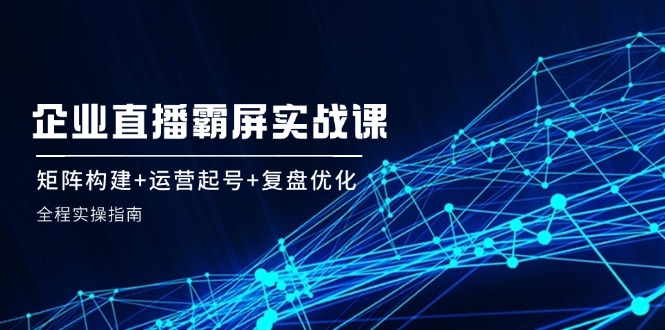 企业直播霸屏实战课：矩阵构建+运营起号+复盘优化，全程实操指南-轻创淘金网