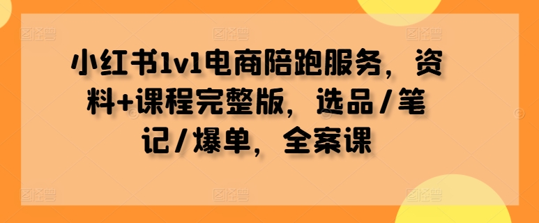 小红书1v1电商陪跑服务，资料+课程完整版，选品/笔记/爆单，全案课-轻创淘金网