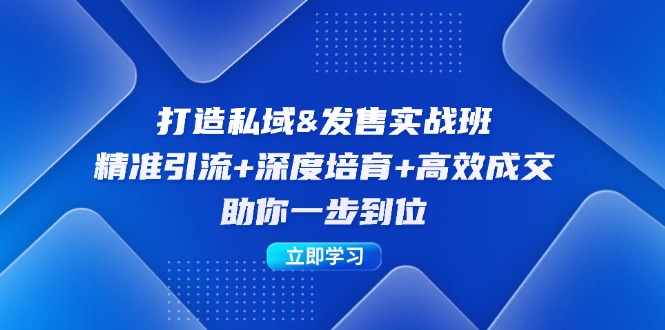 打造私域&发售实操班：精准引流+深度培育+高效成交，助你一步到位-轻创淘金网