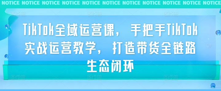 TikTok全域运营课，手把手TikTok实战运营教学，打造带货全链路生态闭环-轻创淘金网